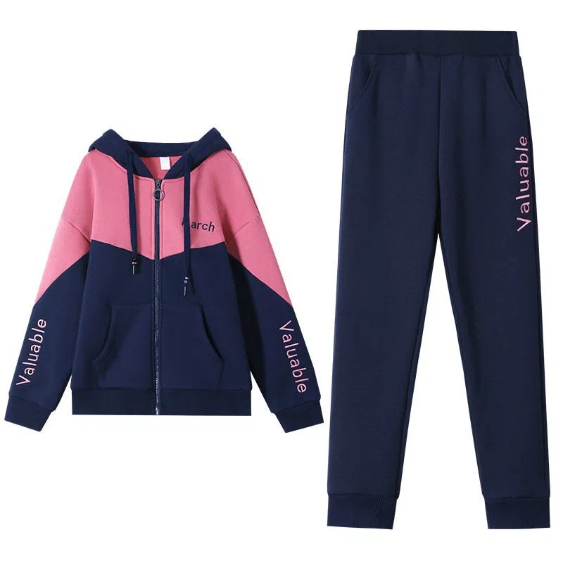 Picture of Middle-aged and elderly plus velvet padded sports suit women's autumn and winter middle-aged mother's western style coat winter casual two-piece suit