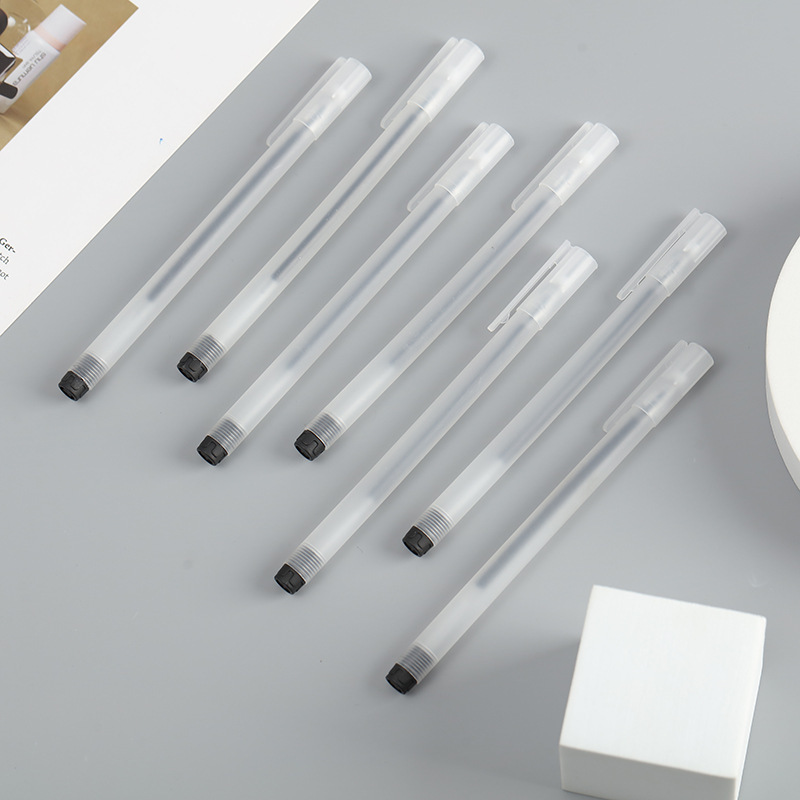 Picture of Transparent Frosted Small White Pen 0.5 Gel Pen Needle Tube Ballpoint Pen Signature Pen Water Pen Black Carbon Pen for Students