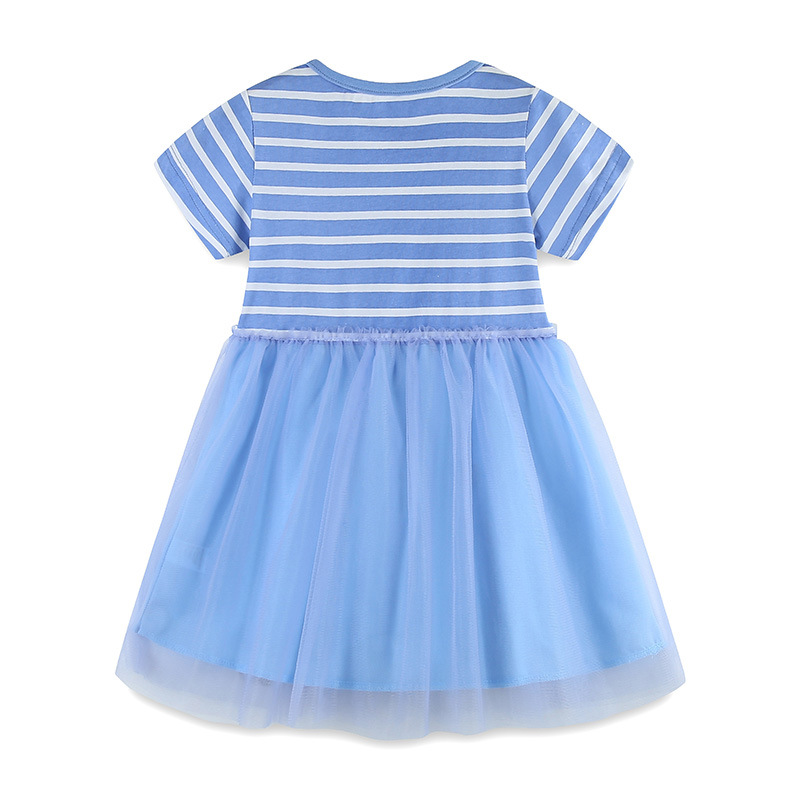 Picture of Summer Girls dress European and American Style Butterfly Flower Embroidered Princess Dress Children's Fashion Striped Veil Dress