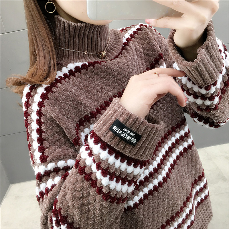 Picture of This year's popular turtleneck women's sweater 2024 autumn and winter New popular loose outer wear lazy style thick bottoming shirt