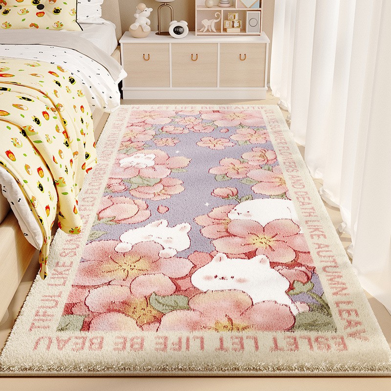 Children's Room Bedside Carpet, Girl's Bedroom Bedside Plush Foot Mat, Master Bedroom Bedside Rug, Lambswool Material