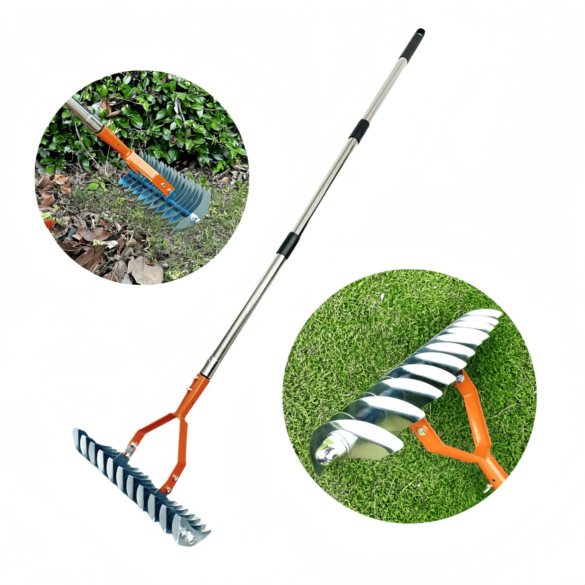 Garden Tools Lawn Rake Grass Rake Detachable Metal Garden Household Rake Stainless Steel Tube Gardening Tools