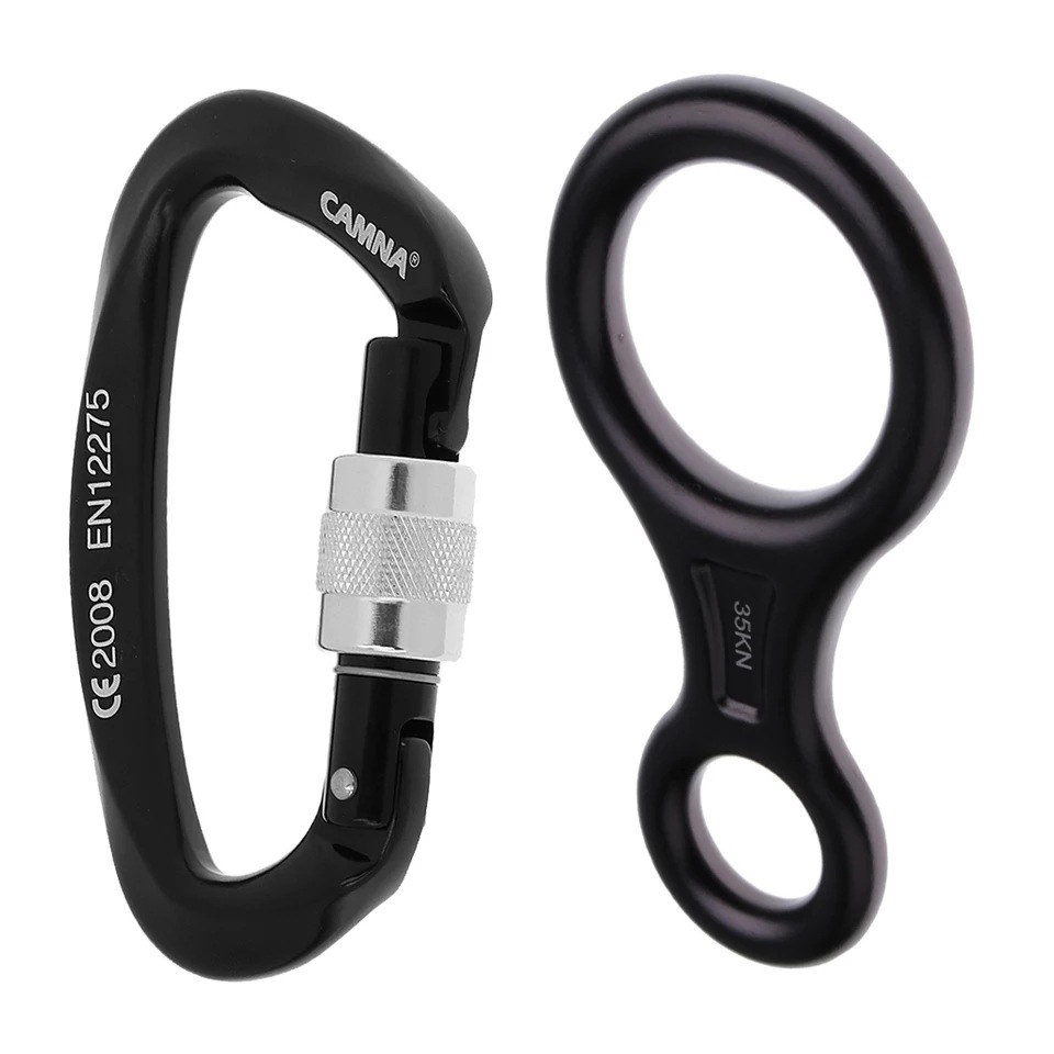Picture of Outdoor eight-character ring quick-drop sliding buckle aluminum alloy eight-character ring descending device fire protection slow-drop protector rock climbing control hole