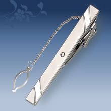 Picture of Metal tie clip men's suit chain 140 simple flower type business atmosphere with drill tie clip