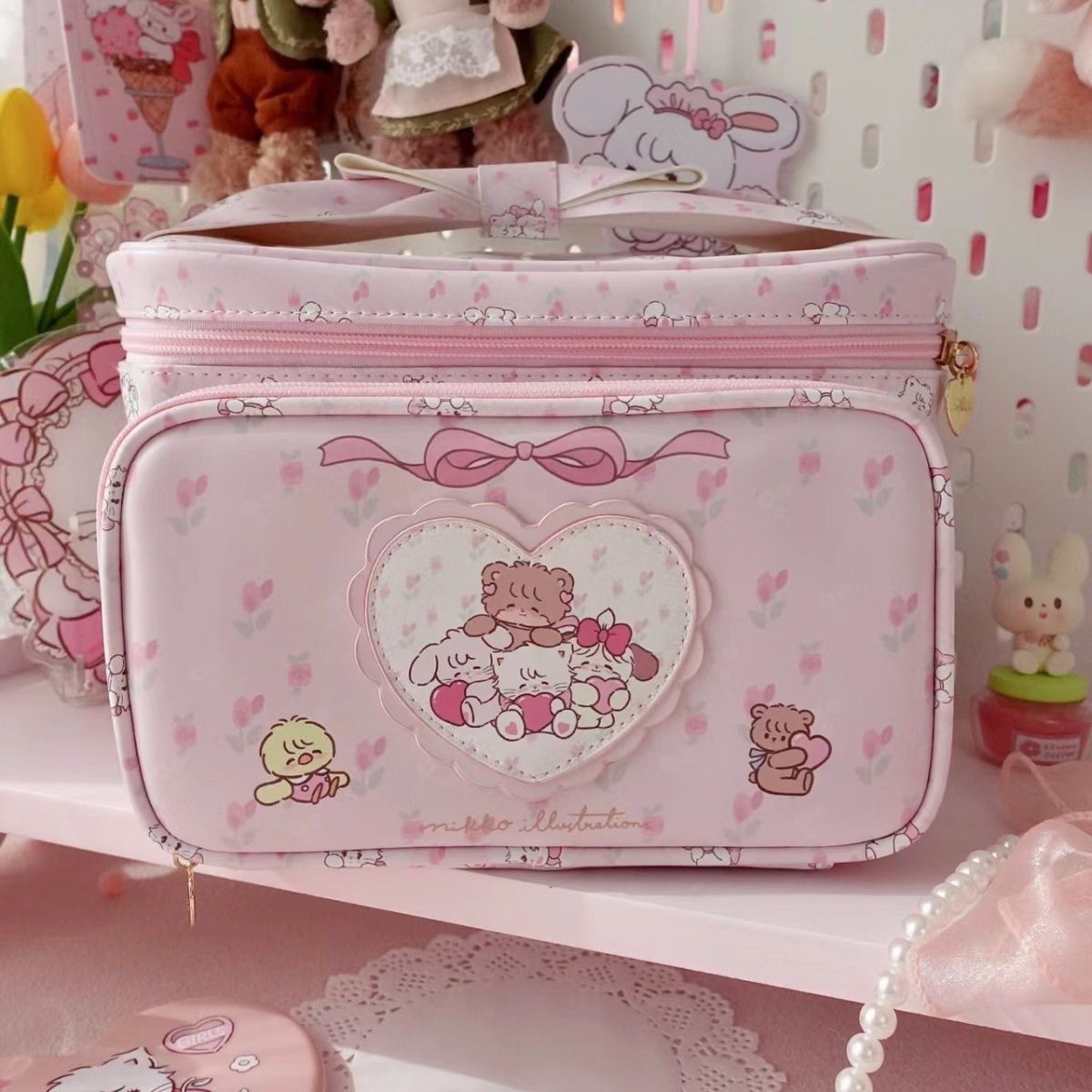 Picture of Cosmetic Bag Large 2024 New Simple Storage Bag Large Capacity Fresh and Cute Small Animal Square Bag Handbag