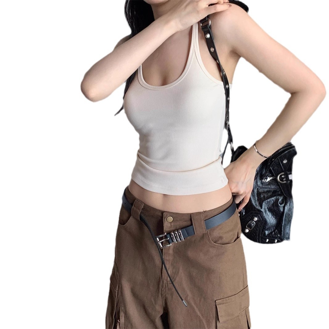 Picture of Spice Girls Sleeveless Waistcoat Short Outer Wear American White Design Sense Top Sling Inner Black Summer Women