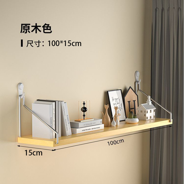 Picture of No-Drill Wall-Mounted Wrought Iron Living Room Entrance Wall Decoration Bedroom Wall Bookshelf Single Shelf Wall Storage Rack