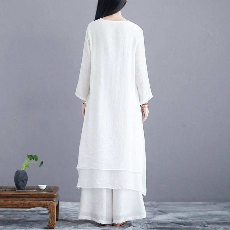 Picture of 2023 autumn and winter new ethnic style tea clothes women's sweet fairy artistic suit women's retro Zen Chinese style women's clothing