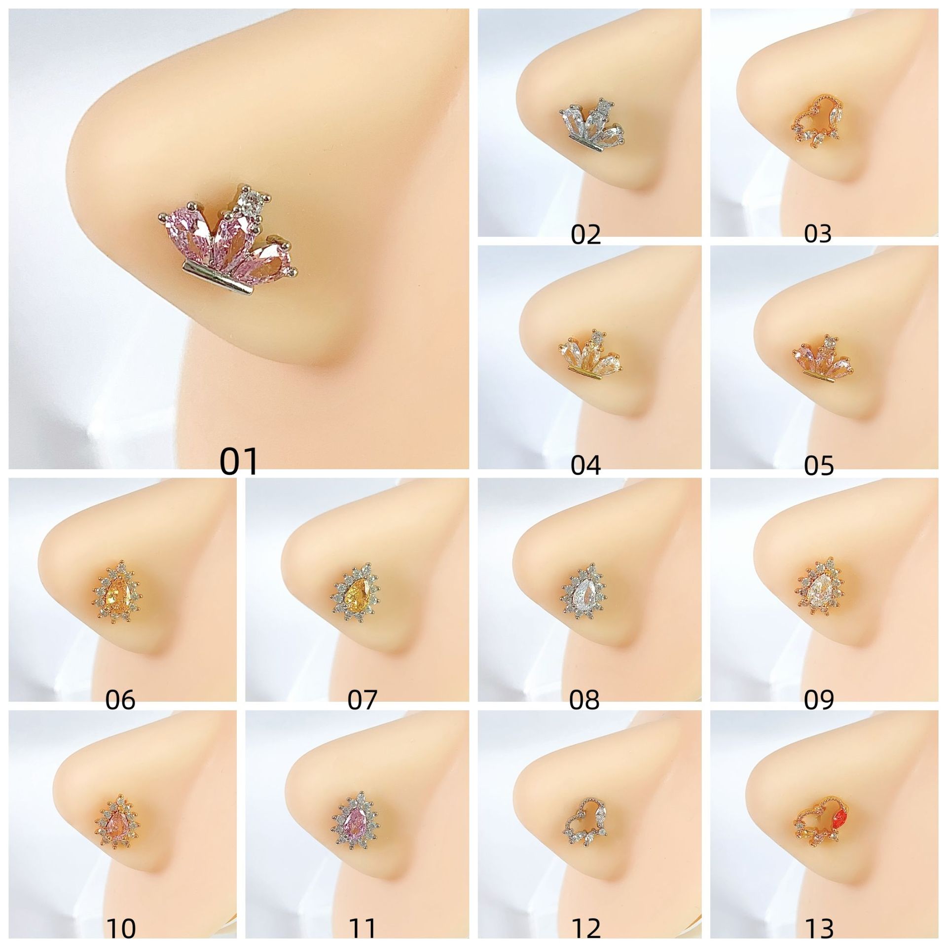 Picture of Cross-border nose nose nail water drop crown heart-shaped copper inlaid zircon European and American fashion high-end jewelry