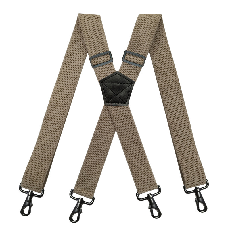 Picture of Cross-Border Supply Adult Men's 4-Clip Suspenders 3.8cm X-Type Corn Pattern Elastic Suspenders Black Hook Buckle in Stock