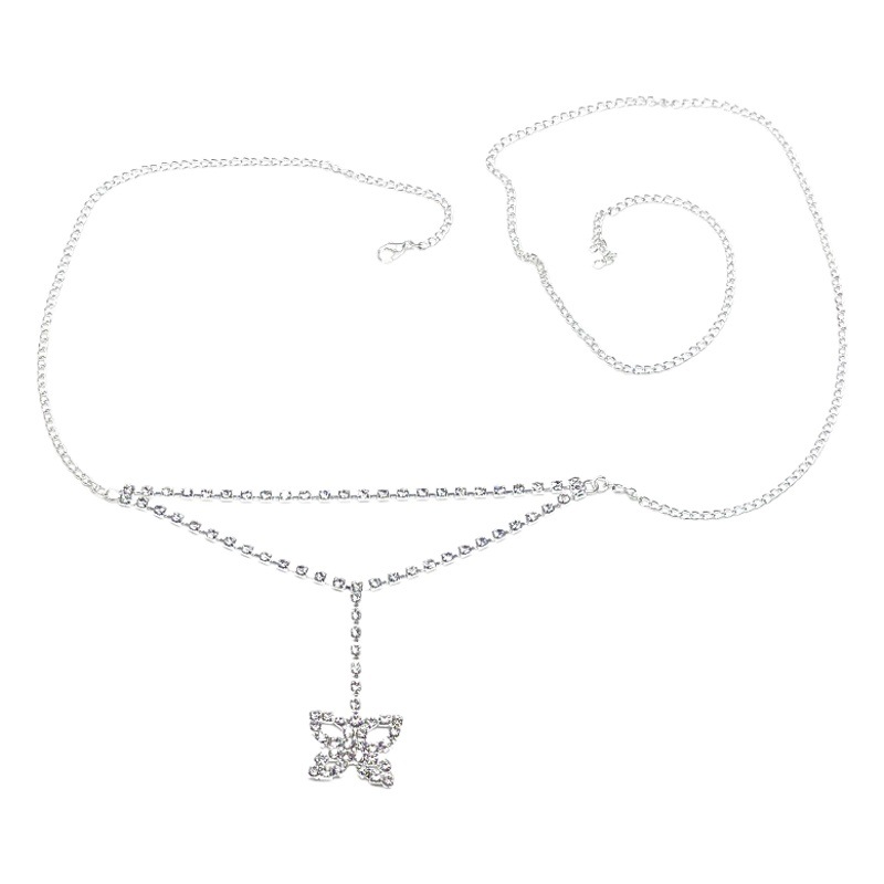 Picture of European and American clothing accessories fashion water drop bow rhinestone waist chain popular elements personality simple sexy body chain