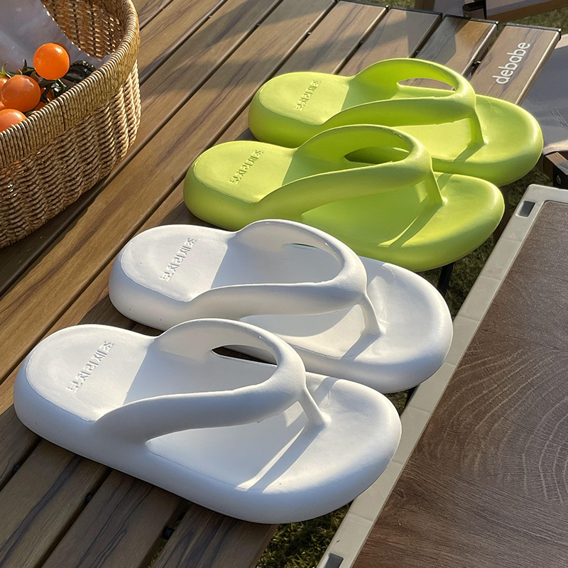 Flip-Flops Women's Summer Outer Wear Thick-soled Height-increasing Household Bathroom Bath Non-slip Deodorant Seaside Beach Flip-flops