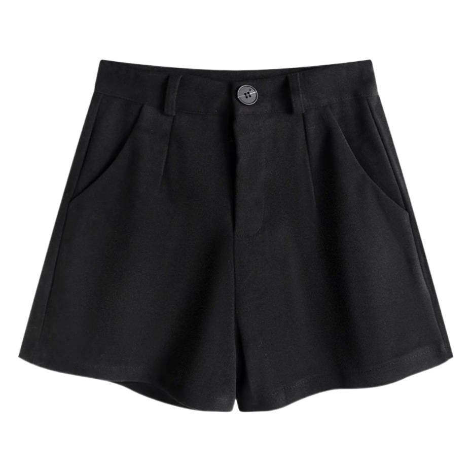 Woolen Shorts Women's 2023 Autumn and Winter New High Waist Slim A- Shaped Pants Fashionable Korean Style High Wide Leg Outer Boots Pants