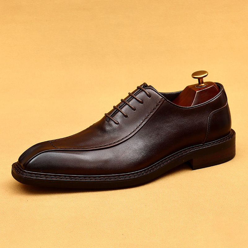 Picture of [vip for] business formal leather shoes men's soft-soled professional work shoes pointed British retro Oxford men's shoes