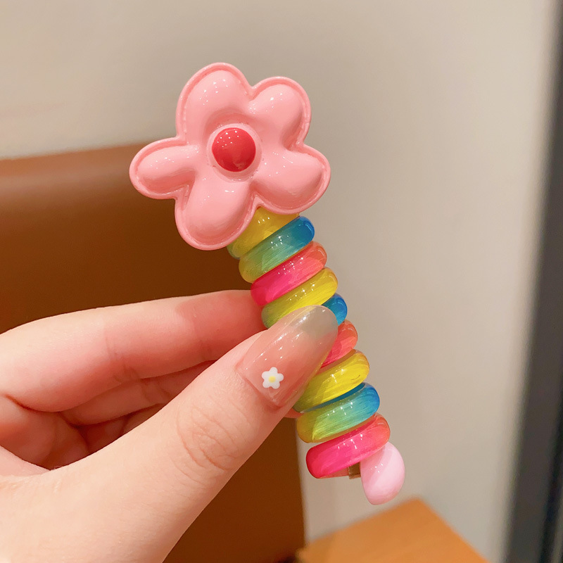 Picture of Children's coil telephone line hair band female high ponytail does not hurt hair hair rope high elastic durable rubber band Braid artifact