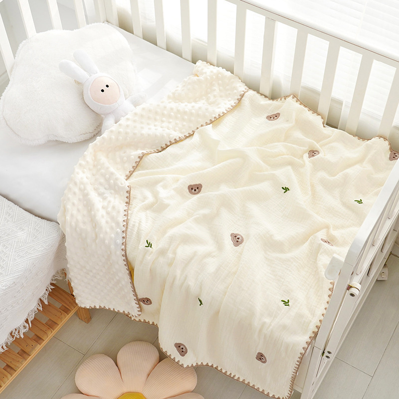 Picture of Bean Blanket Baby Gauze Blanket ins Embroidered Newborn Baby Calming Blanket Children's Blanket Baby's Quilt
