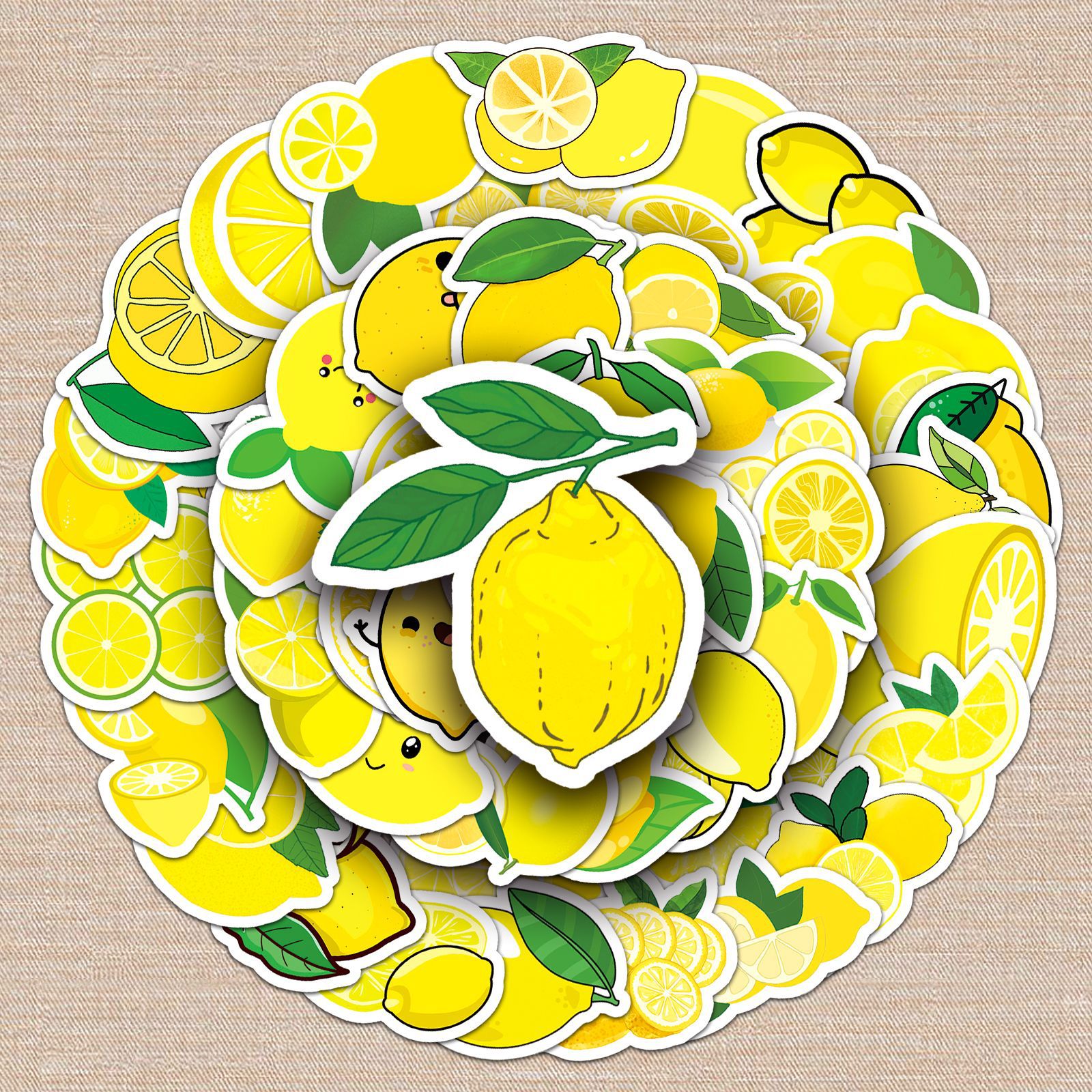 50 Lemon Graffiti Stickers Personalized Cross-border Cartoon Fruit Creative DIY Mobile Phone Shell Luggage Stickers Waterproof