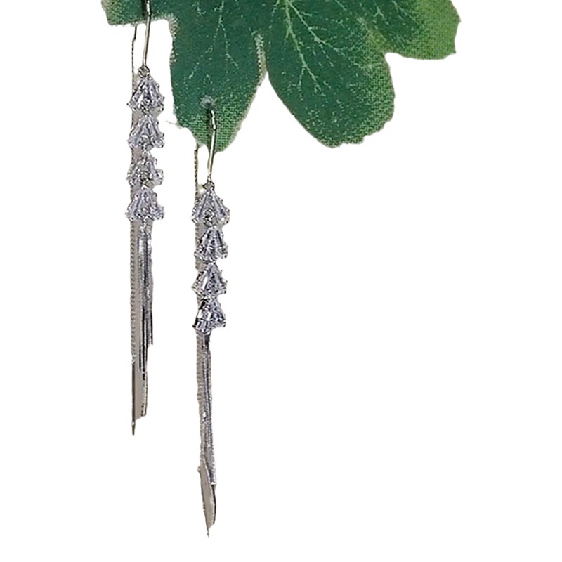 925 Silver Needle Wheat Ear Tassel Earrings for Women 2024 New Accessible Luxury Niche Design High-End Leaf Zircon Ear Wire
