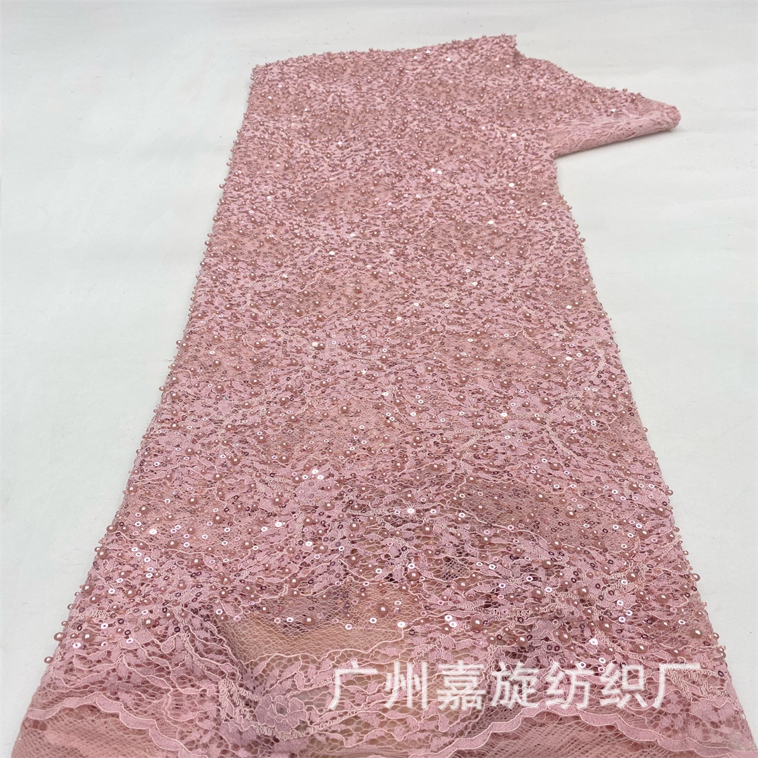 Foreign Trade Beaded Lace Wedding Clothing Wedding Stage Performance Fabric Mesh Bottom Sequin Beads Cloth Embroidered Cloth