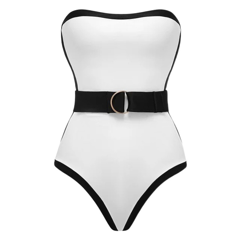 2024 Amazon AliExpress Black and White Contrast Hot Spring Vacation Advanced Swimwear Female 2387