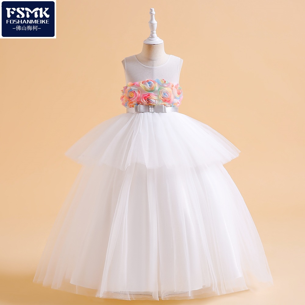 2024 European and American New Piano Girl Dress Cake Dress Model Show Dress Wedding Dress Flower Girl Princess Dress