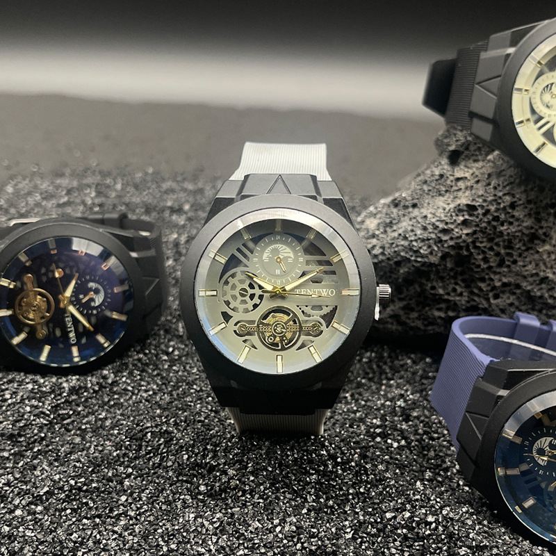 Picture of Cross-border foreign trade new fashion men's watch blue light hollow silicone strap sports quartz watch men's wholesale