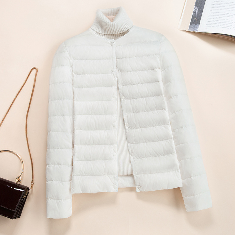 Picture of Lightweight Down Jacket Women's Short New Round Neck Thin Inner Liner Slim-fit Inner Wear Base plus size Jacket Trendy