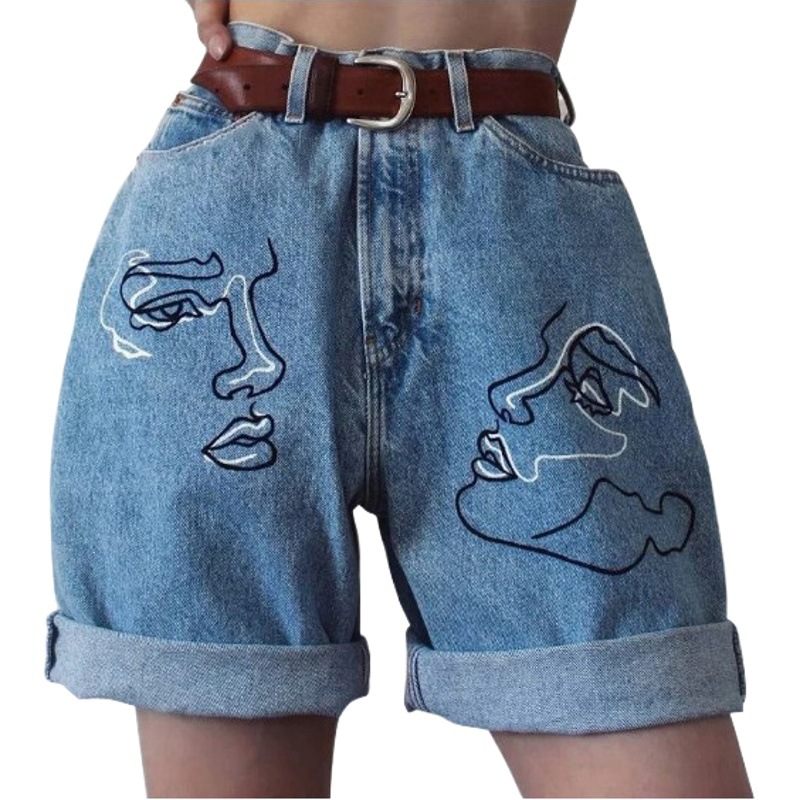 2082 Cross-border ins Internet Celebrity Slim-hem Denim Shorts Cute Casual Shorts Boyfriend Jeans