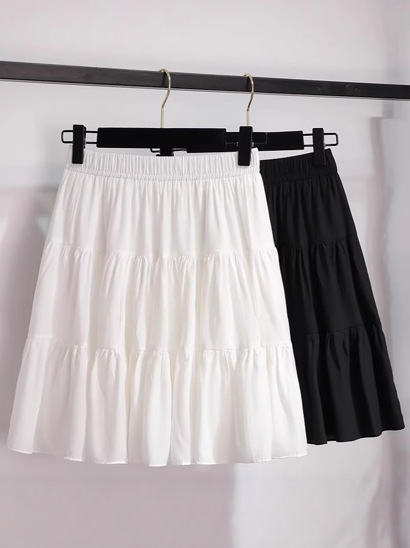 Women's Short Skirt 2025 Summer New High-Waisted Slimming A-Line Puffy Skirt Petite Versatile Tiered Skirt