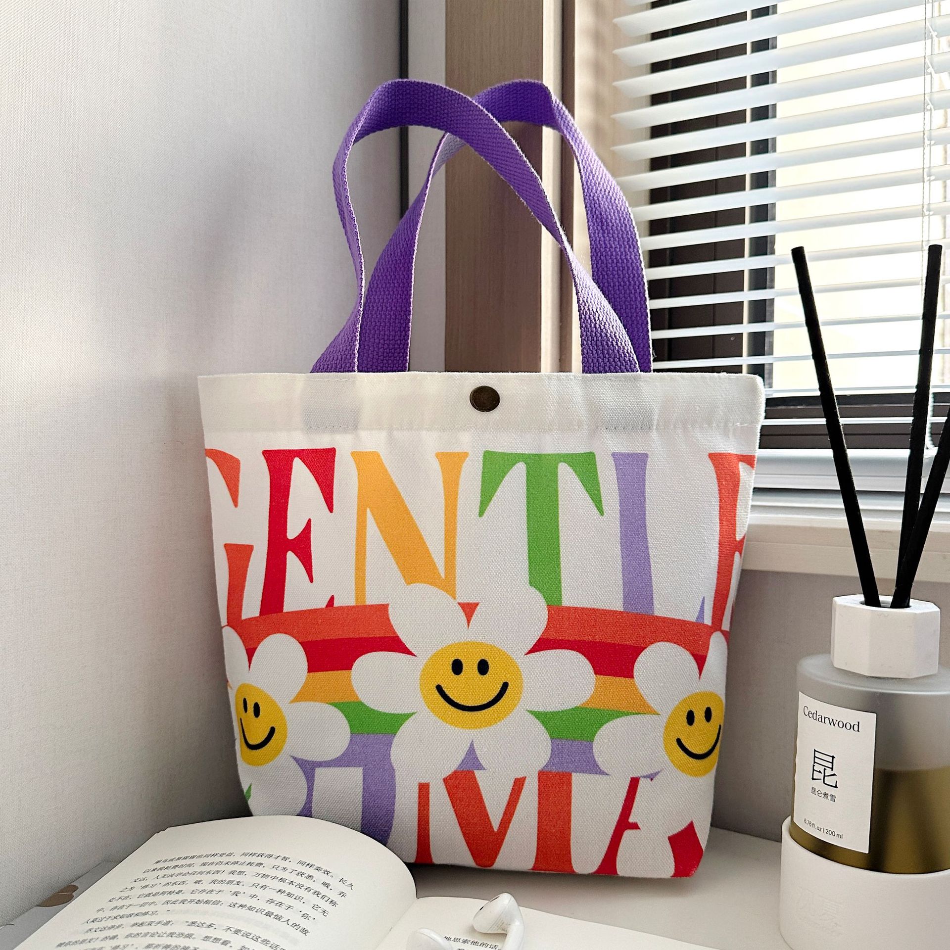 Accompanying Gift Cartoon Gift Handbag Canvas Lunch Bag for Baoma Office Travelers Daily Commuting Lunch Box Bag
