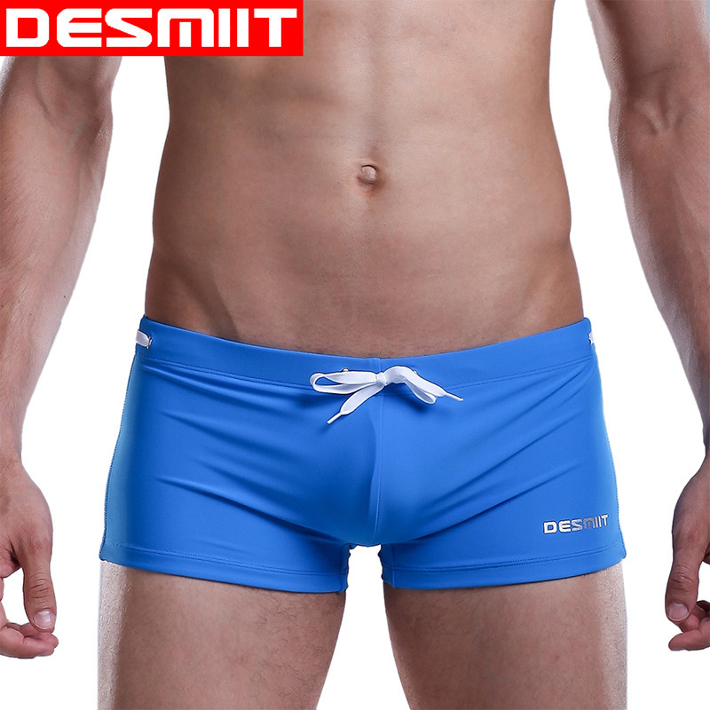 Wholesale supply DESMIIT men's boxer swimming trunks S404 simple solid color men's swimming trunks beach bikini