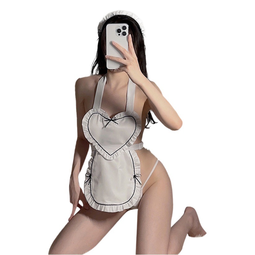 Sleeping Sexy Lingerie Japanese Style Sexy Heart Maid Outfit Cosplay Maid Uniform Pajamas Set 3