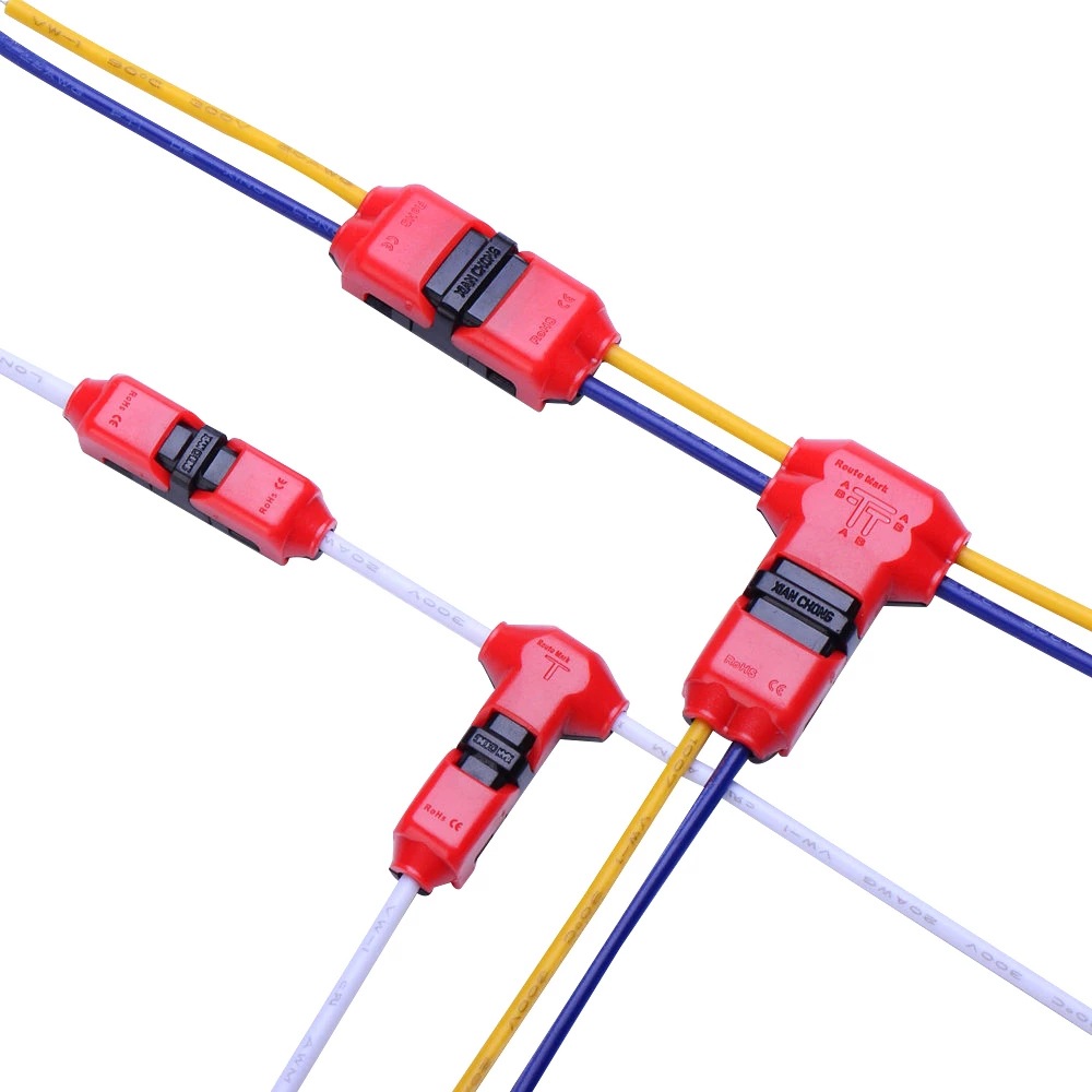 Picture of T-type H-type single and double wire non-stripping straight-through split wire connector non-stripping fast wiring line card line pet press type