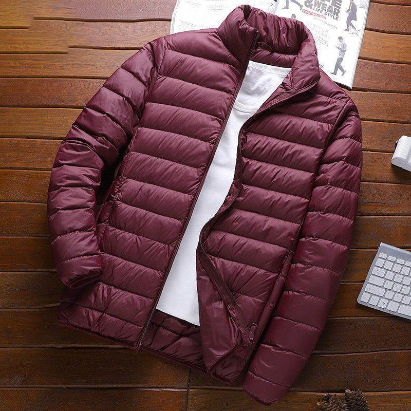 Picture of Handle Autumn and Winter Light Down Cotton-padded Jacket Men's Short Vertical Collar Hooded Middle-aged and Elderly Light Thin Broken Coat