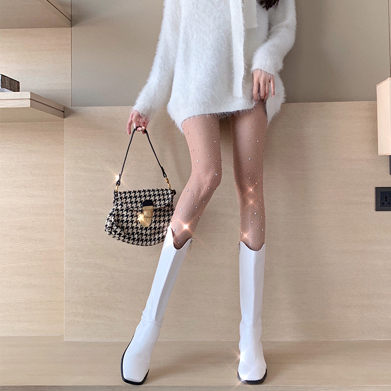 Picture of Internet Celebrating Halloween Nets Skull Spider Web Hollow Fishnet Stockings Pure White Silk Stockings Sexy Black Silk