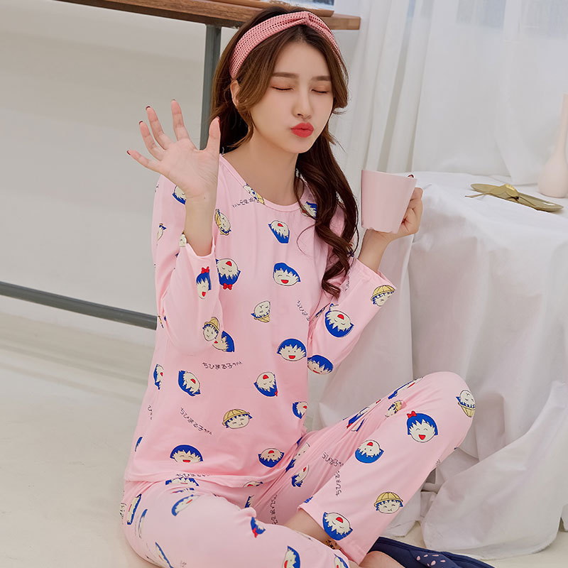 Picture of Factory Clearance Welfare Spring and Autumn Pajamas Women's Casual Comfortable Lady Style Long Sleeve Trousers Two-Piece Home Clothes