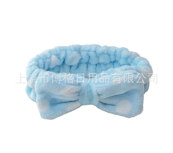 Picture of Korean Style Cute Dot Striped Headband Bow Hair Band Plush Hair Accessories Face Wash Hair Band Makeup Mask