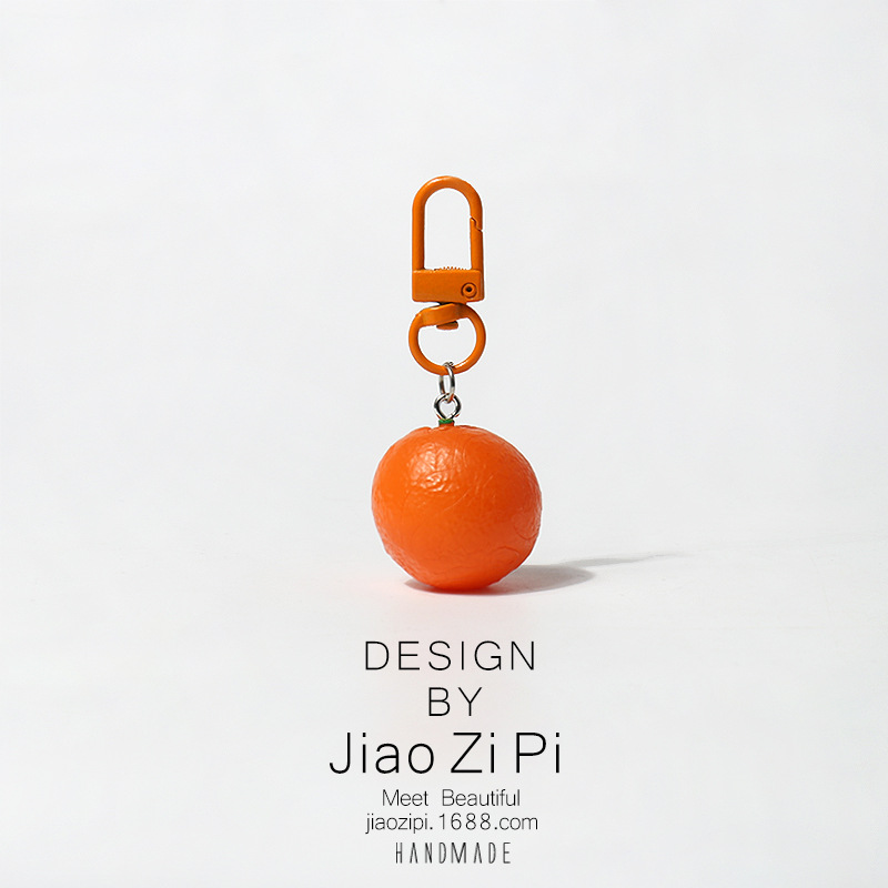 Picture of Super simulation fruit orange key chain fun pendant all-match simple bag small ornaments mini cute accessories