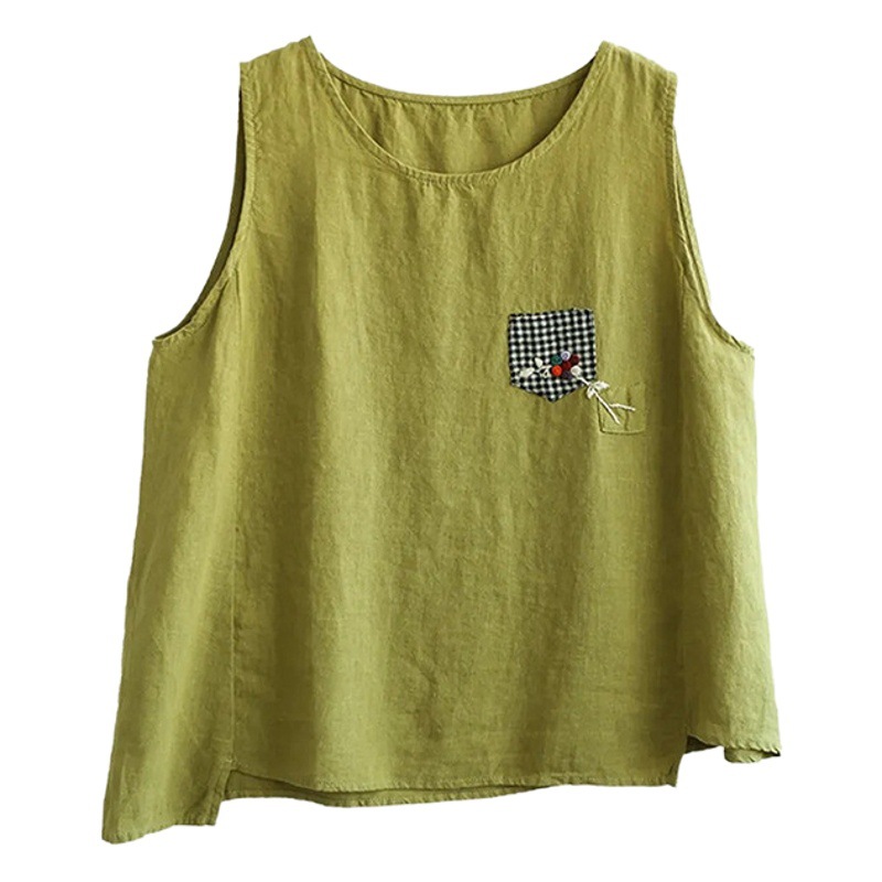 plus size Cotton Linen New Arrival Camisole Women's Wide Loose Summer All-match Sleeveless Solid Color Retro Bottoming Top Outer Wearing Inner Top