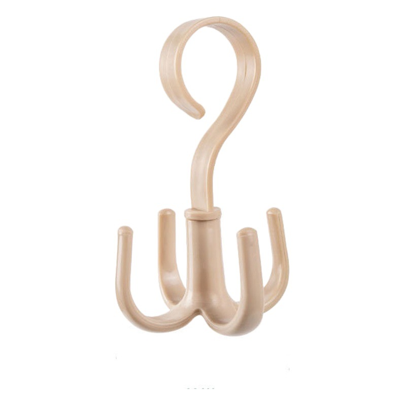 Rotating Four-claw Hook Household Multifunctional Coat Hook Hanging Bag Tie Rack Wardrobe Punch-free Scarf Storage Rack
