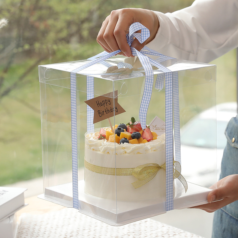 Minimum Order of 50 Sets 4inch Birthday Cake Box 6inch 8inch 10inch Tall Cake Box Packaging Box Transparent Style