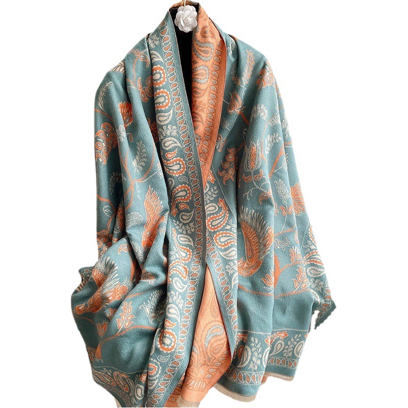 400g warm shawl with imitation cashmere women's autumn and winter long Joker double-sided dual-purpose scarf manufacturers wholesale