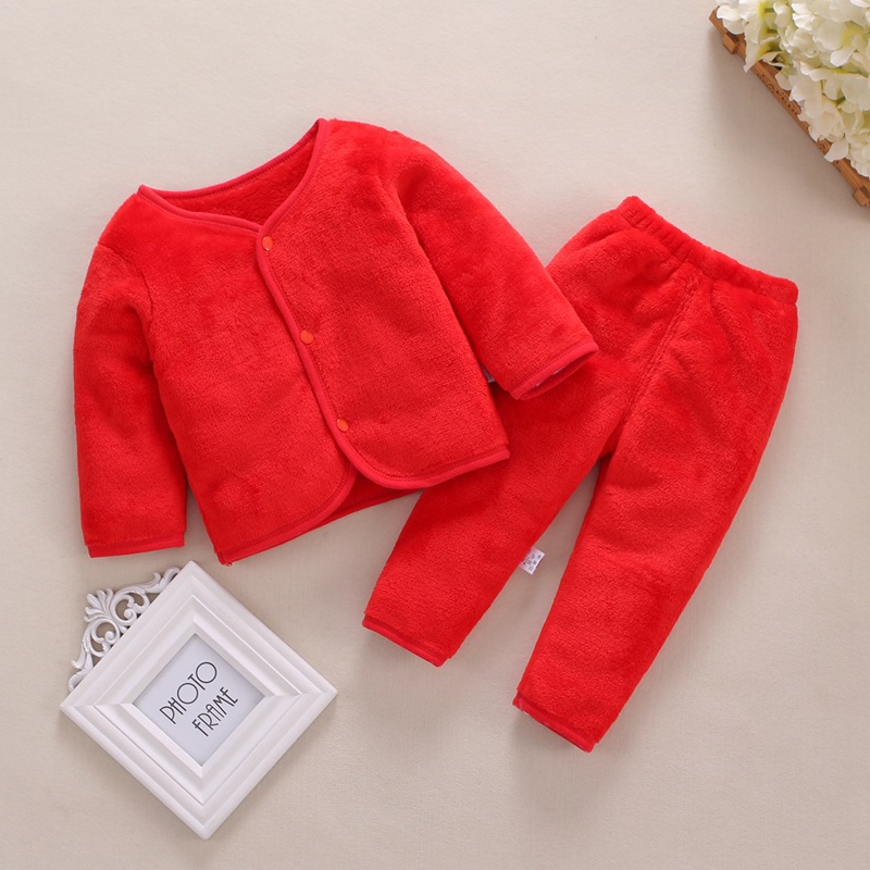 Picture of Baby suit Autumn and Winter Newborn Clothes Boys and Girls Baby Thermal Underwear suit Flannel Cardigan Two-piece Set