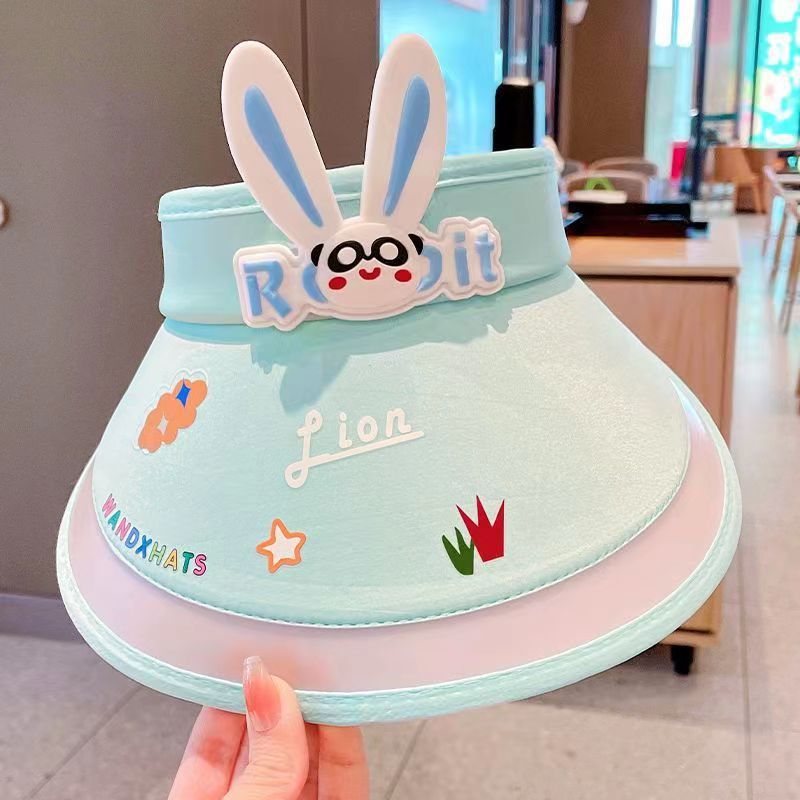 Picture of Children's empty top hat cute rabbit baby boys and girls summer outdoor large brim sunscreen cartoon breathable UV sun hat