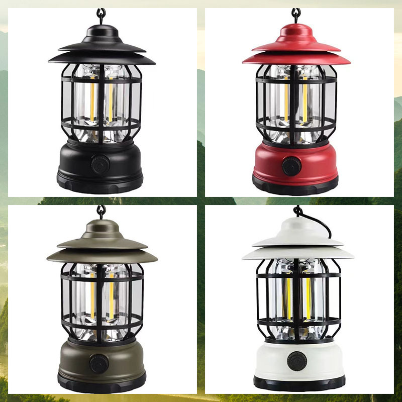 Cross-border explosions outdoor super bright rechargeable lantern outdoor camping retro stall portable flashlight lighting tent lamp