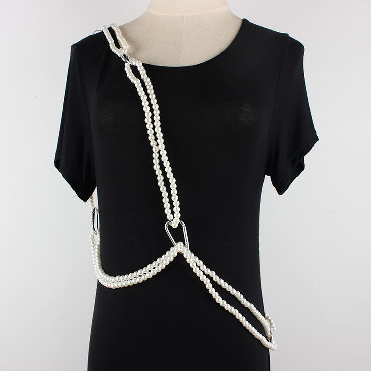 Shirt Accessories Wearable Pearl Accessories Combination Functional Punk Waist Chain Necklace for Women