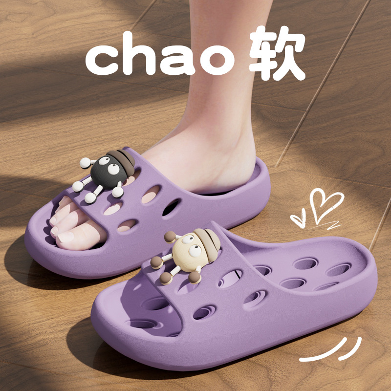 Bathroom Slippers Women's Summer Indoor Home Couple Bathing Non-Slip Deodorant Eva Water Leakage Quick-Drying Sandals for Men
