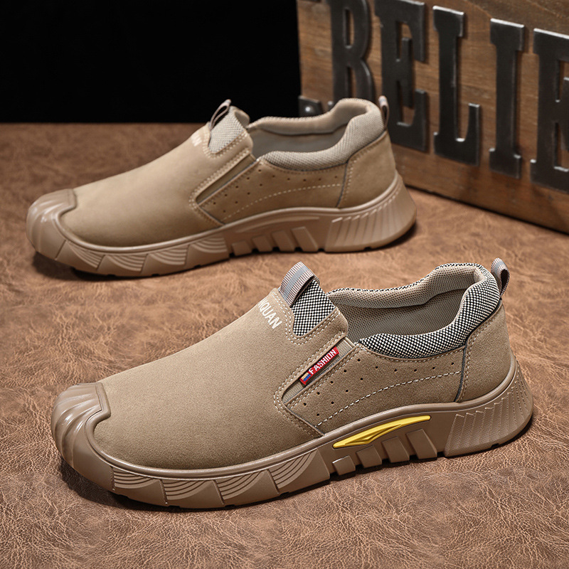 Men's Shoes 2024 Autumn New Low-top Labor Insurance Shoes Men's Soft Sole Wear-resistant Work Shoes Black All-match Casual Shoes