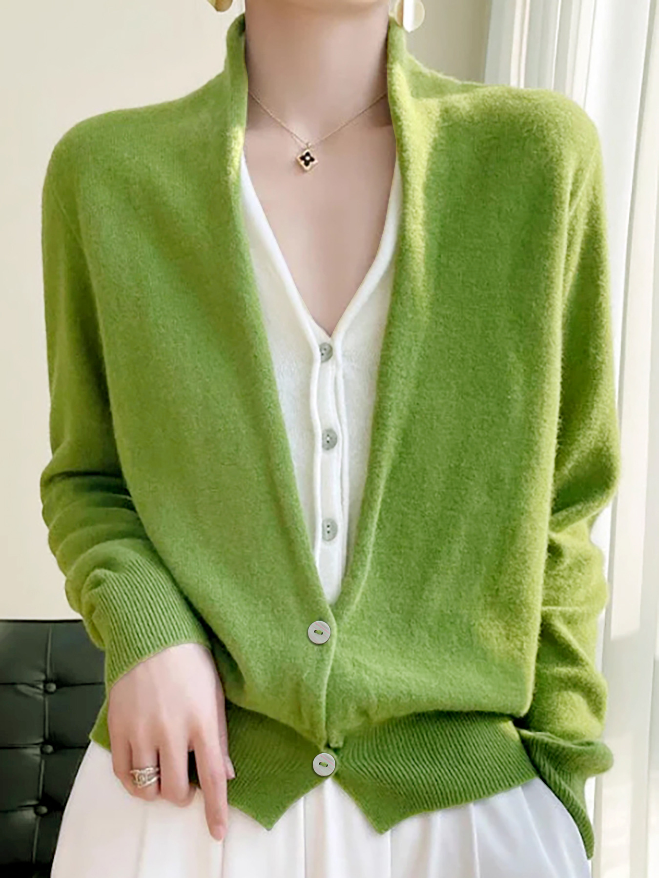 Foreign trade cross-border Europe and the United States Amazon source manufacturers sweater women's knitted cardigan long sleeve solid color coat spring and autumn