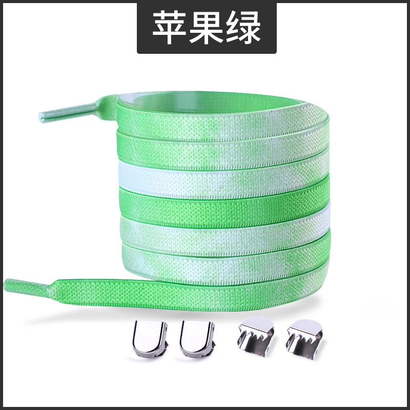 Picture of Widened 8MM Tie-Dye Elastic Tie-Free Shoelace Press Buckle Children's Tie-Free Elastic Step-in White Shoe sneaker